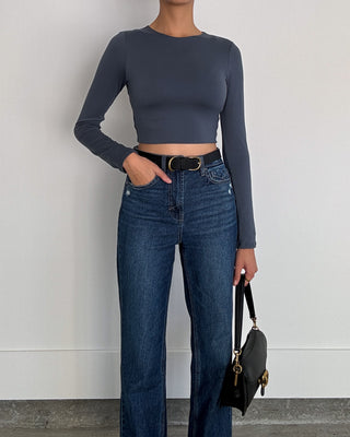 ISELA CROP TOP - CHARCOAL