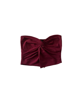 NOELLE CROPPED TUBE TOP - CRIMSON RED
