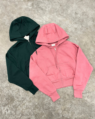 COMFY CROPPED HOODIE - HUNTER GREEN