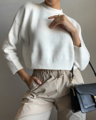 KELLY CROPPED SWEATER - IVORY