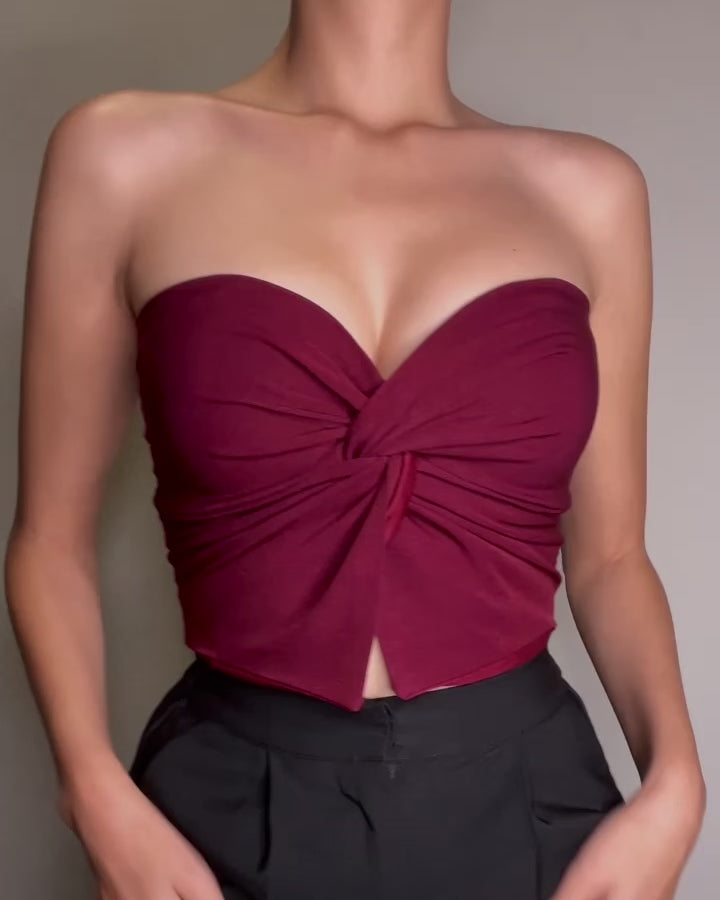 SHOWOFF Women's Strapless Maroon Tube Crop Top